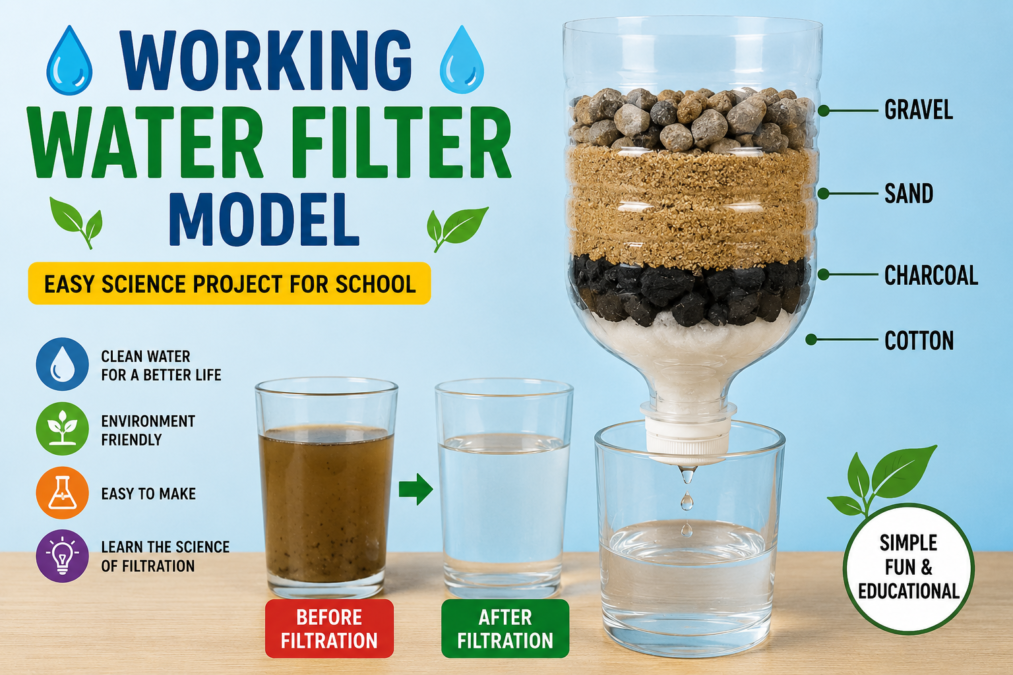 Working Water Filter Model for School Project | Easy DIY Water Filtration Experiment (Grades 3–5)